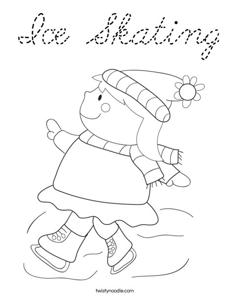 Girl Ice Skating Coloring Page