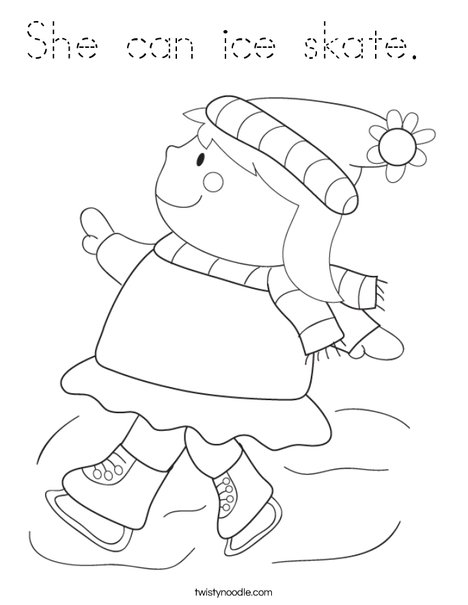 Girl Ice Skating Coloring Page