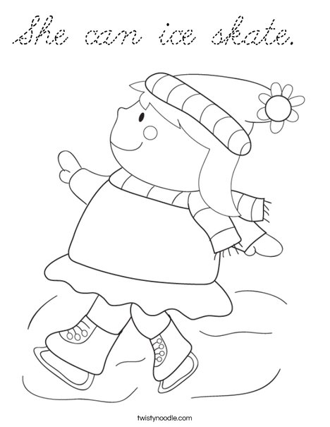 Girl Ice Skating Coloring Page