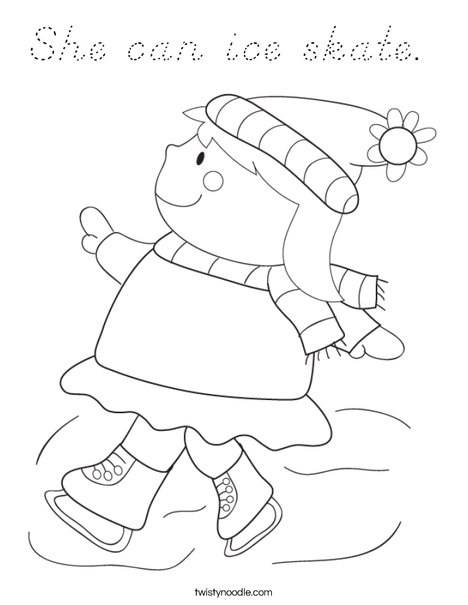 Girl Ice Skating Coloring Page