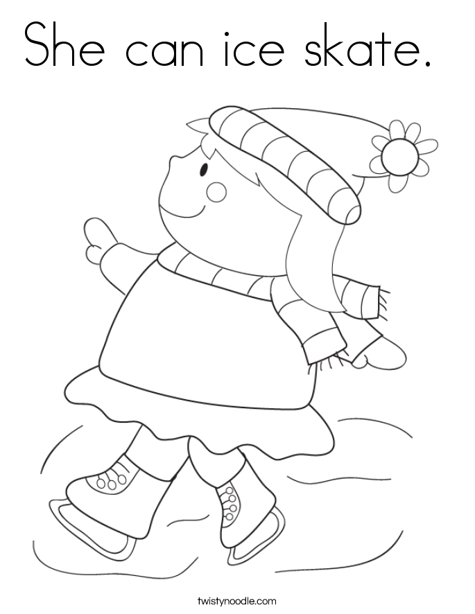 She can ice skate.  Coloring Page