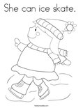 She can ice skate.  Coloring Page