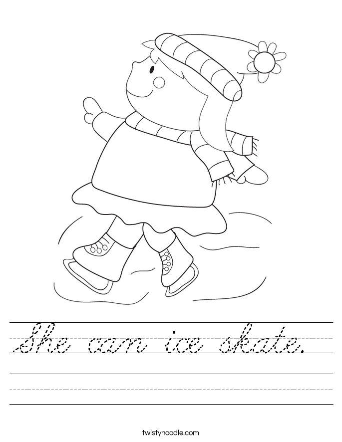 She can ice skate.  Worksheet