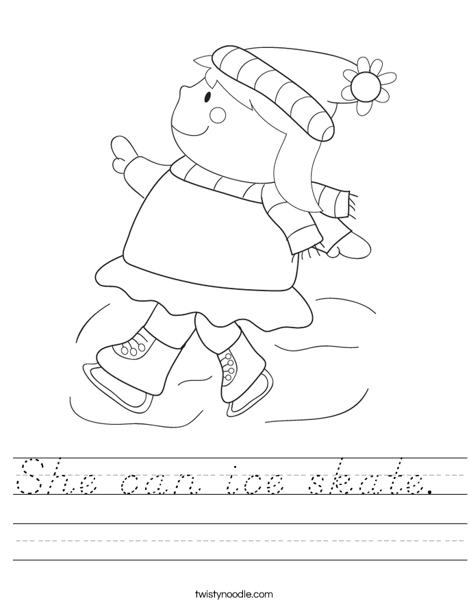 She can ice skate.  Worksheet