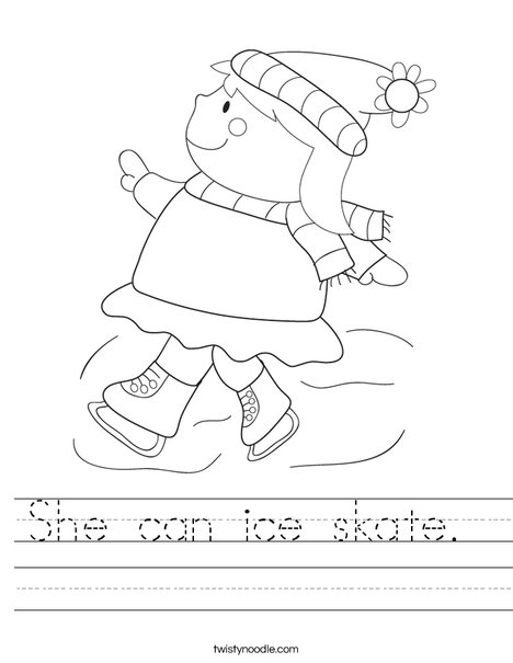 Girl Ice Skating Worksheet