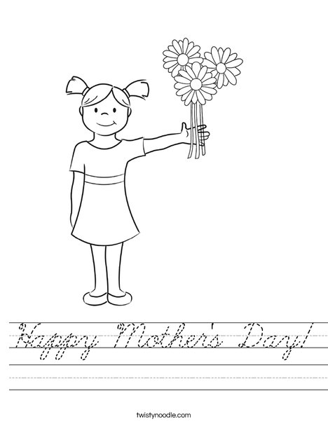 How To Write Happy Mother's Day In Cursive Happy Mother's Day Worksheet - Cursive - Twisty Noodle