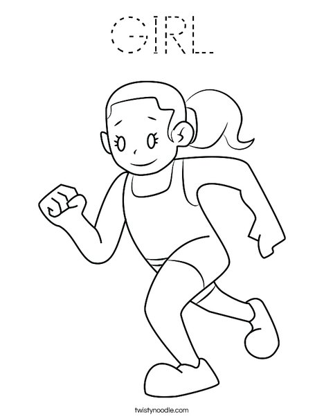 Girl Running Coloring Page