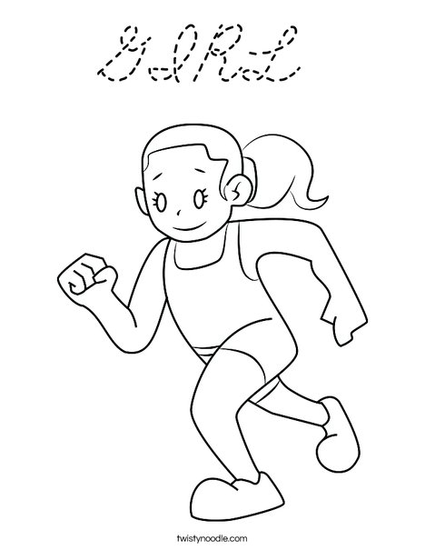 Girl Running Coloring Page