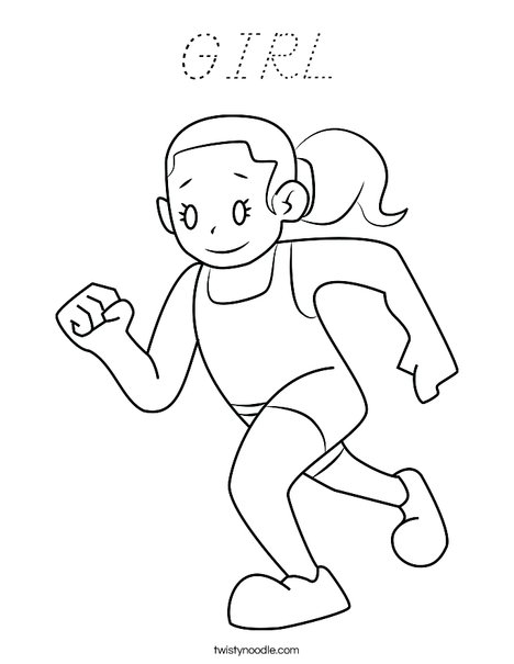 Girl Running Coloring Page