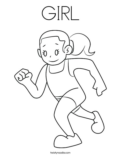 Girl Running Coloring Page