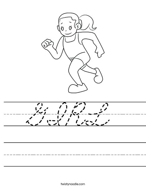 Girl Running Worksheet