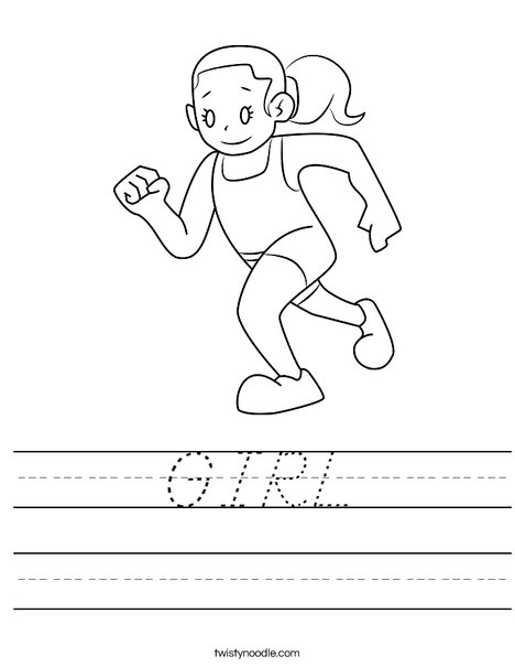 Girl Running Worksheet