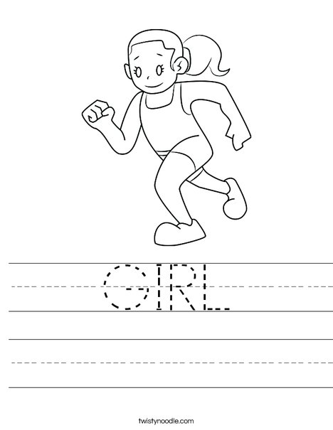 Girl Running Worksheet