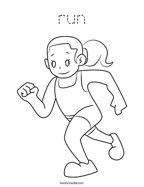 Girl Running Coloring Page