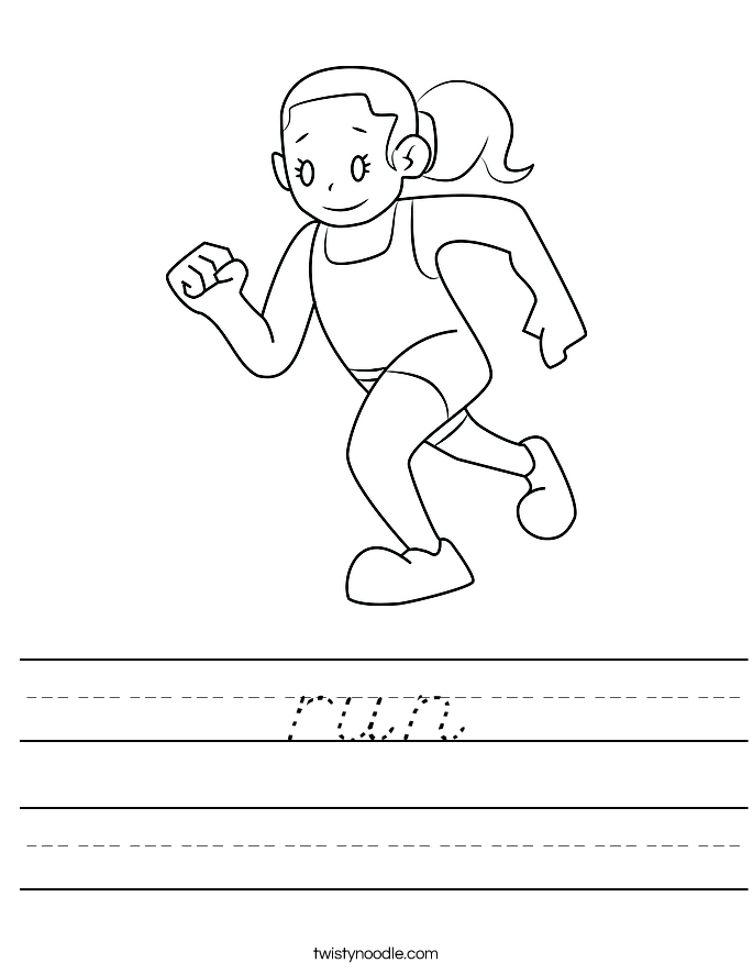 run Worksheet - D'Nealian - Twisty Noodle