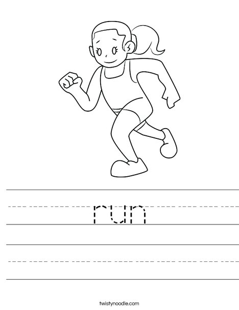 Girl Running Worksheet