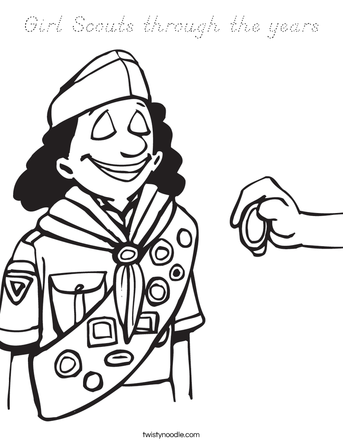 Girl Scouts through the years Coloring Page