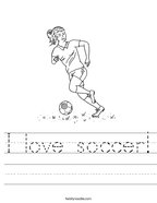 I love soccer Handwriting Sheet