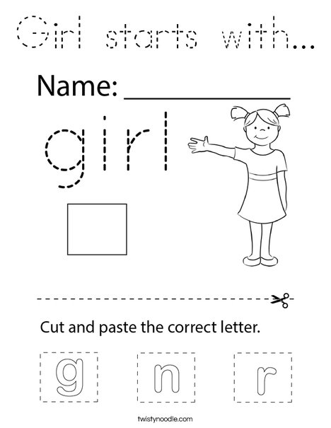 Girl starts with... Coloring Page