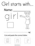 Girl starts with... Coloring Page