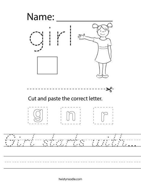 Girl starts with... Worksheet