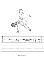 I love tennis Handwriting Sheet