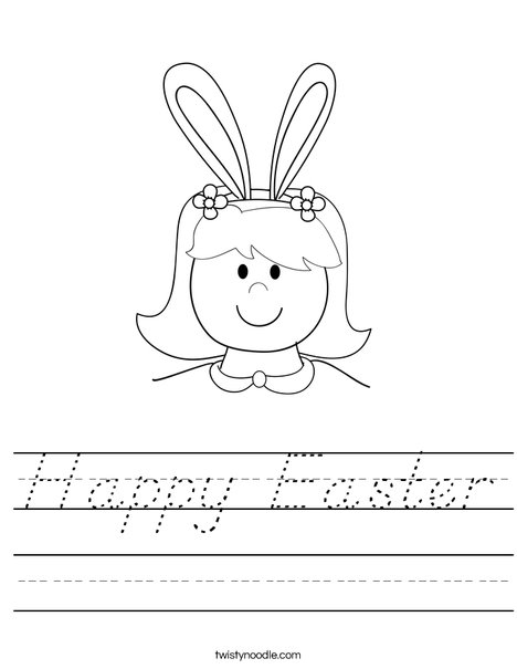 Girl with Bunny Ears Worksheet