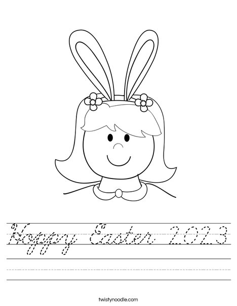 Girl with Bunny Ears Worksheet