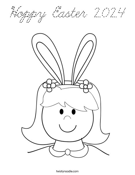 Girl with Bunny Ears Coloring Page