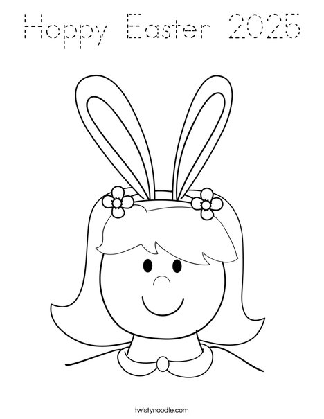 Girl with Bunny Ears Coloring Page