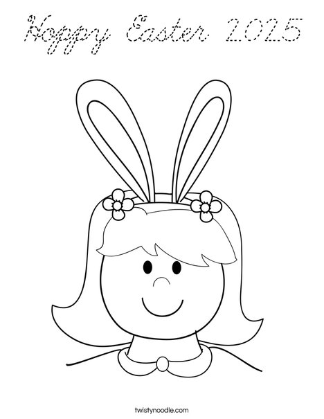 Girl with Bunny Ears Coloring Page