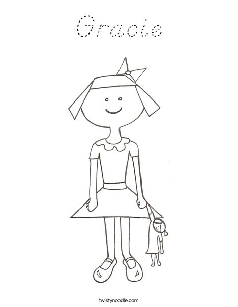 Girl with Doll Coloring Page