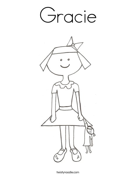 Girl with Doll Coloring Page