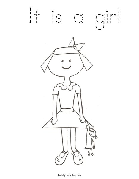 Girl with Doll Coloring Page
