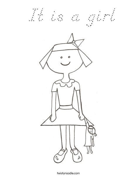 Girl with Doll Coloring Page