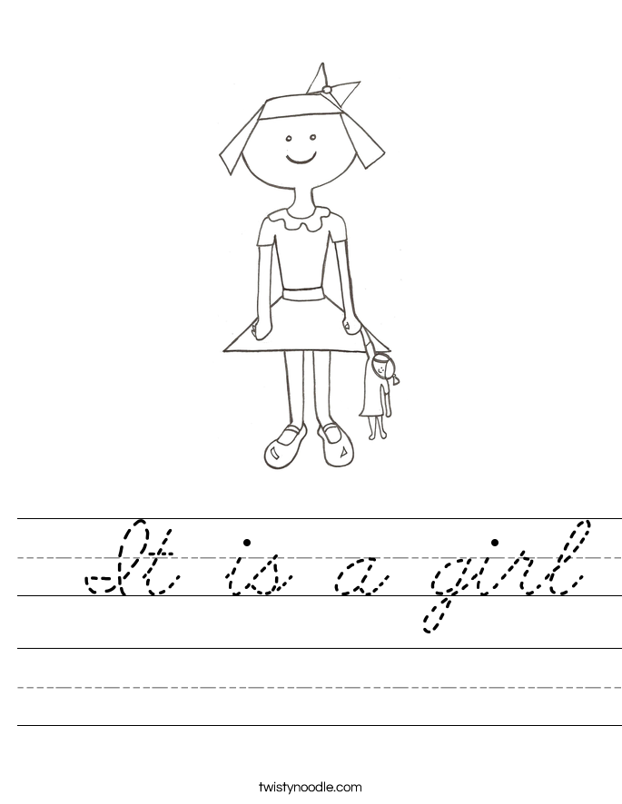  It is a girl Worksheet