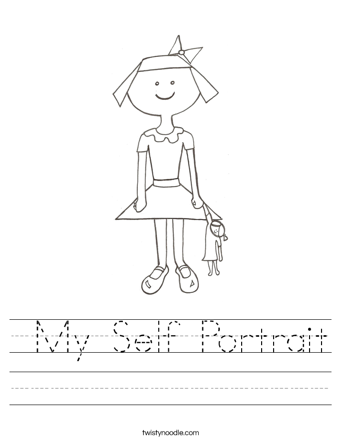 Student Self Portrait Template Printable Sitting At Desk Printable