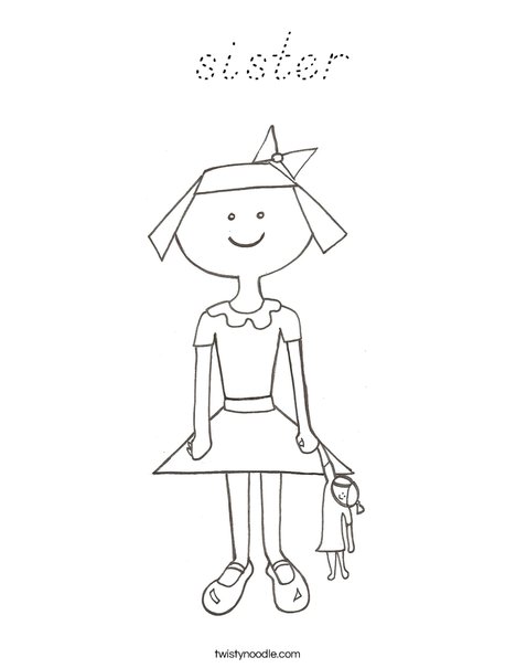 Girl with Doll Coloring Page