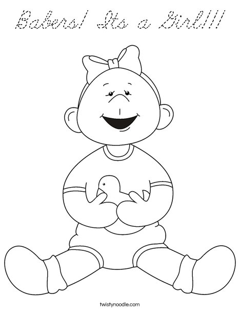 Girl with Ducky Coloring Page