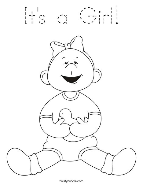 Girl with Ducky Coloring Page