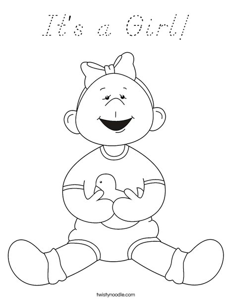 Girl with Ducky Coloring Page