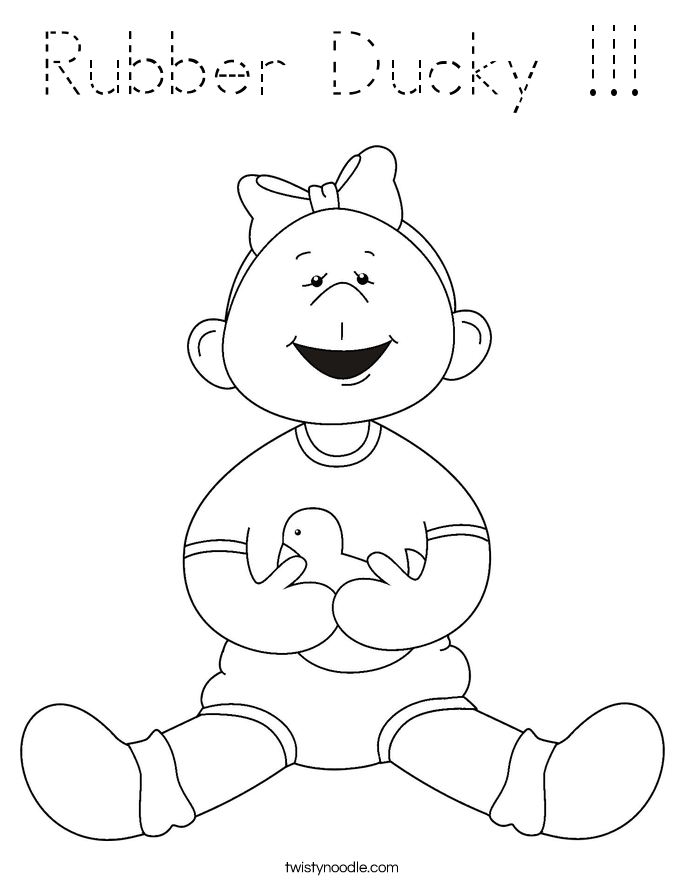 Rubber Ducky Coloring Page - Tracing - Twisty Noodle