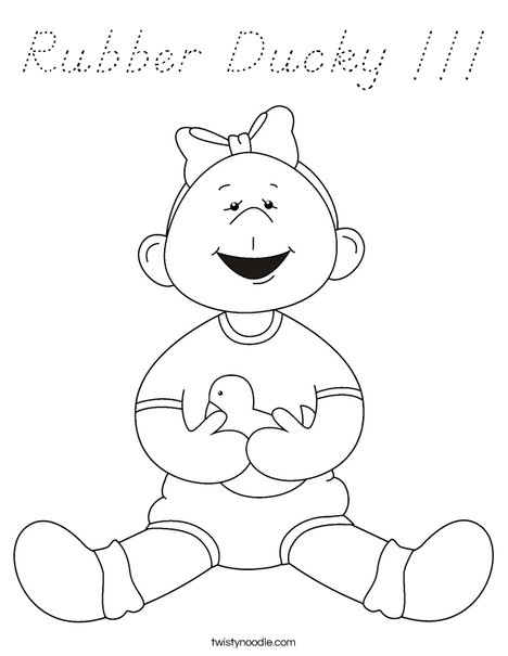Girl with Ducky Coloring Page