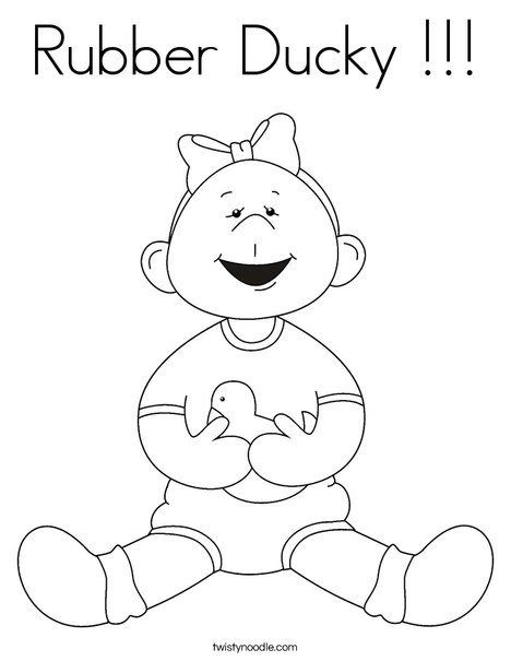 Girl with Ducky Coloring Page