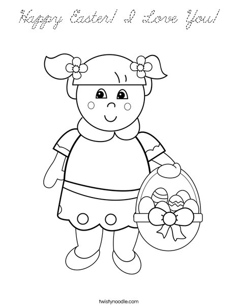 Girl with Easter Basket Coloring Page