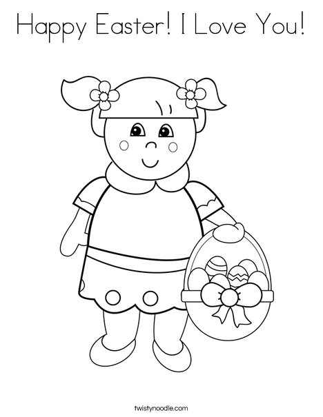 Girl with Easter Basket Coloring Page