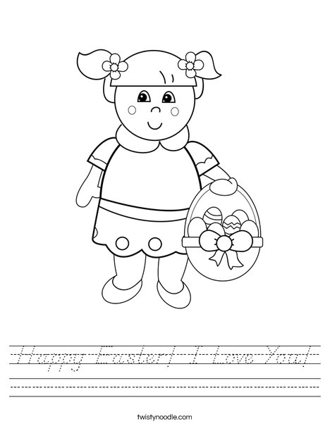 Girl with Easter Basket Worksheet