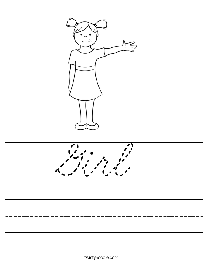 Girl Worksheet - Cursive - Twisty Noodle