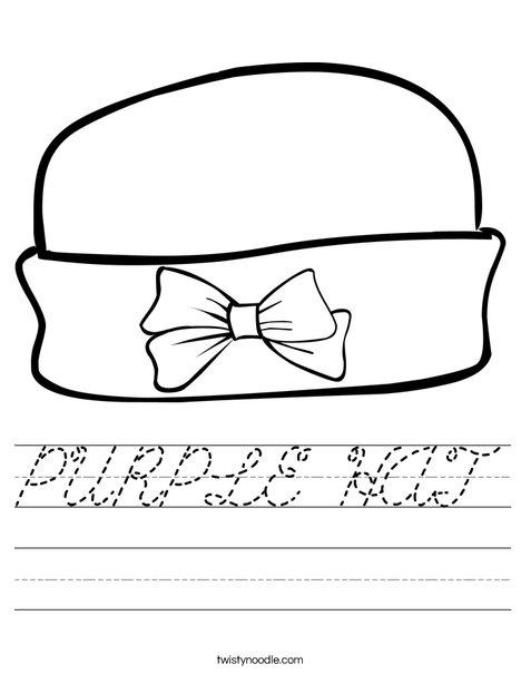 Girls Hat with Bow Worksheet
