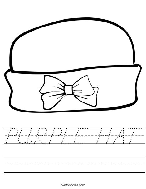 Girls Hat with Bow Worksheet